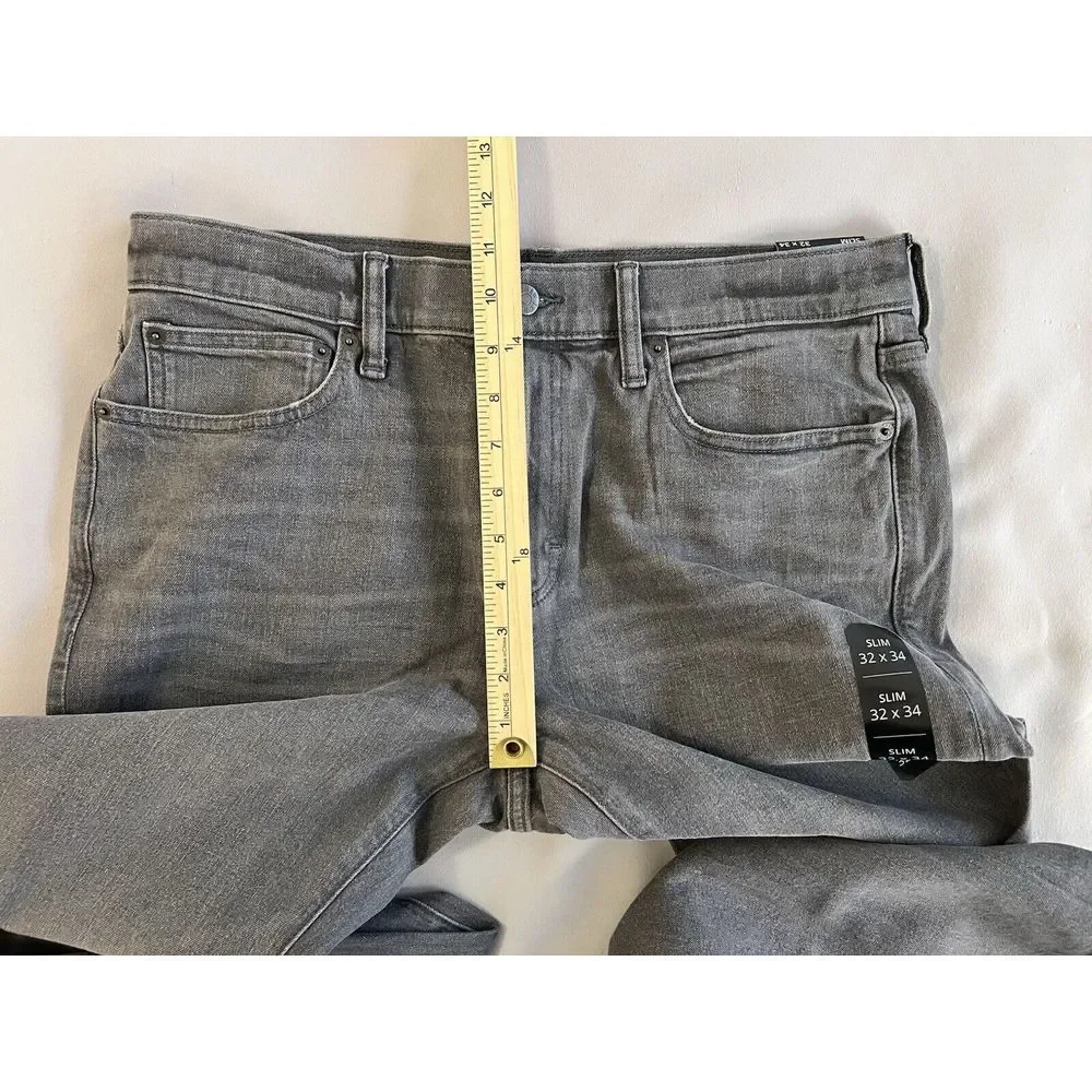 J Crew‎ Jeans Mens 32x34 Gray Flex Slim Straight Stretch Denim Mid Rise NWT